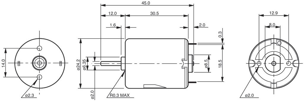 מנוע מיניאטורי לאלקטרוניקה MULTICOMP MM28